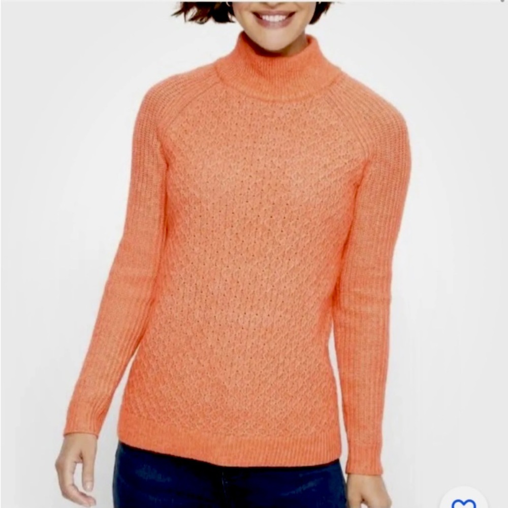 Talbots Long Sleeve Textured Stitch Wool Blend Pullover Sweater Size Medium